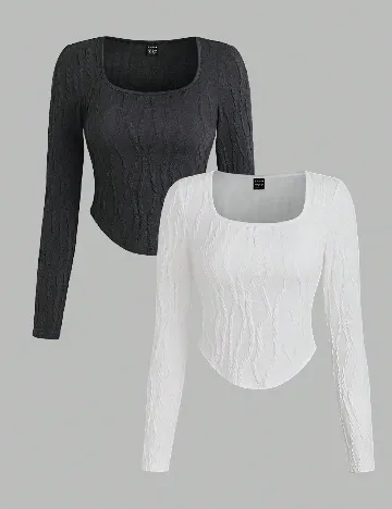 Set topuri 2 bucati SHEIN, negru/alb