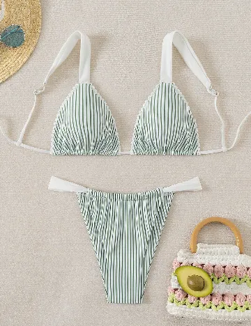 Costum de baie SHEIN, verde/alb