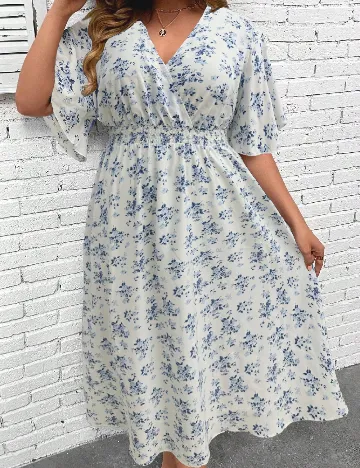 Rochie medie SHEIN CURVE, alb/albastru Alb