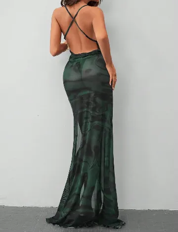 Rochie lunga SHEIN, verde/alb Verde