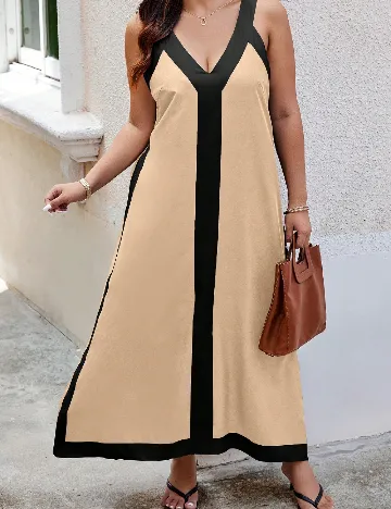 Rochie lunga SHEIN CURVE, crem/negru Crem