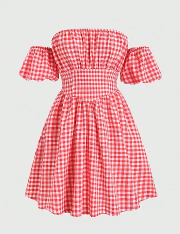 Rochie scurta SHEIN, rosu/alb Rosu