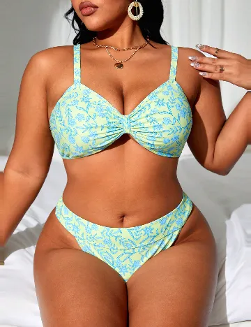 Costum de baie SHEIN CURVE, albastru/galben
