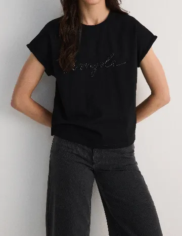 Tricou Reserved, negru Negru