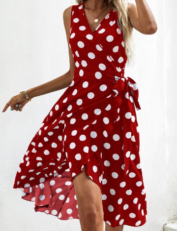Rochie medie SHEIN, rosu/alb