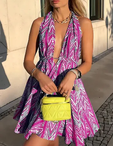 Rochie scurta SHEIN, roz/alb Roz