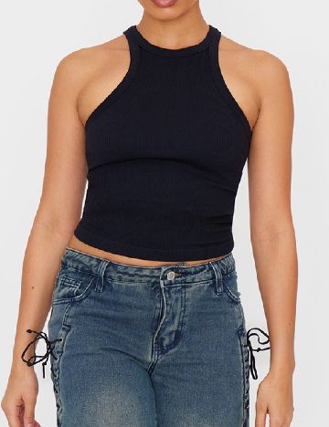 Top PRETTYLITTLETHING, negru