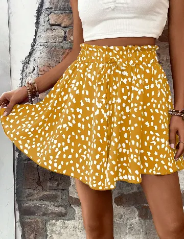 Pantaloni scurti SHEIN, galben/alb