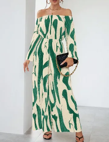 Salopeta SHEIN, ecru/verde