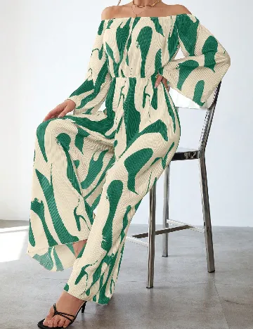 Salopeta SHEIN, ecru/verde