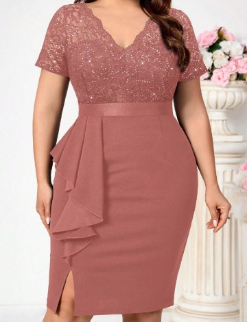 Rochie scurta MISSMAY Plus Size, roz
