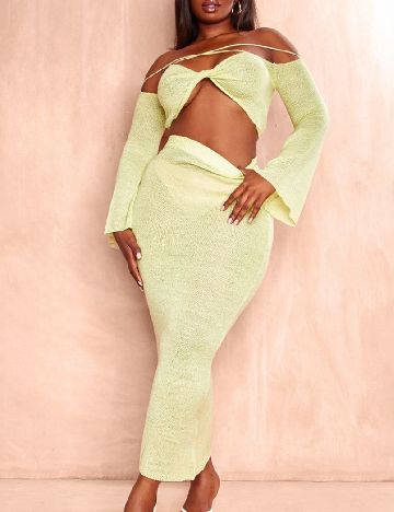 Fusta PRETTYLITTLETHING Plus Size, galben