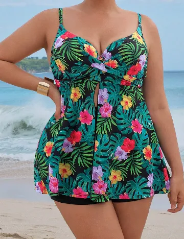 Costum de baie SHEIN CURVE, floral print