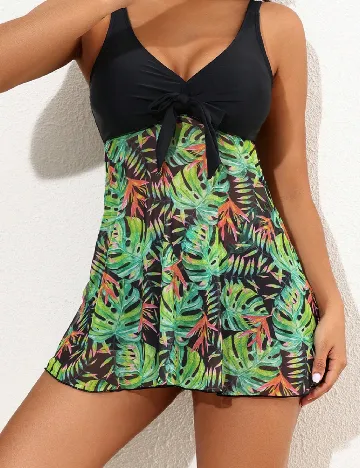 Costum de baie SHEIN, negru/verde