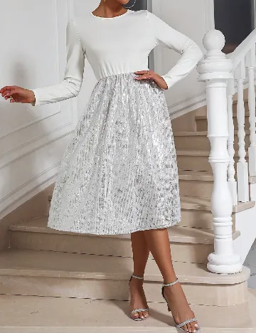 Rochie medie SHEIN, alb/argintiu Alb