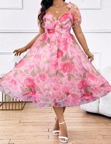 Rochie medie SHEIN CURVE, roz