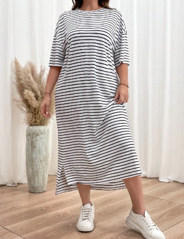 Rochie medie SHEIN CURVE, alb/negru