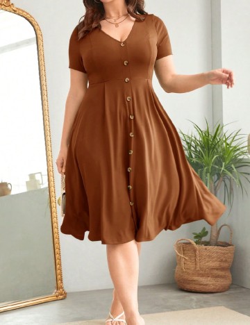 Rochie medie SHEIN CURVE, maro