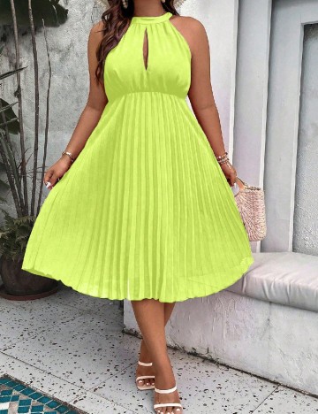 Rochie medie SHEIN CURVE, verde neon