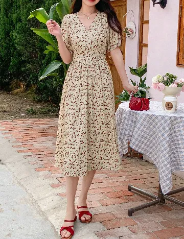 Rochie medie Dazy, crem