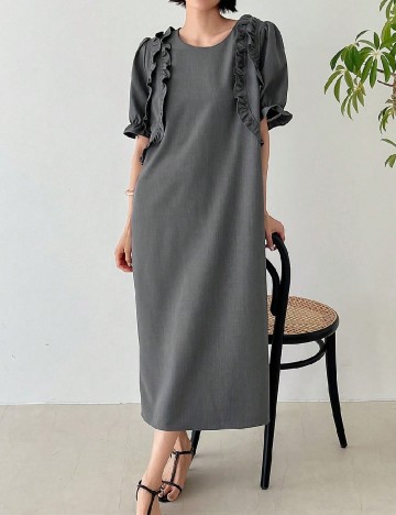 Rochie medie Friful, gri