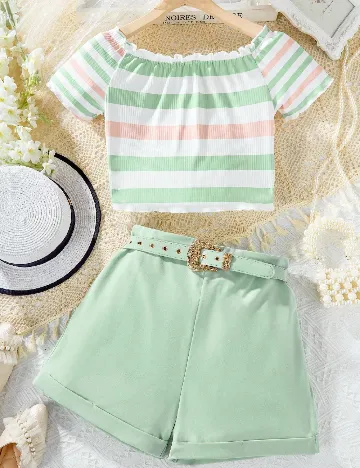 Compleu Shein Kids, mix culori Verde