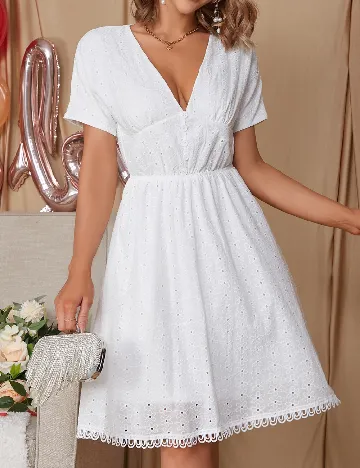 Rochie scurta Eilly Bazar, alb Alb