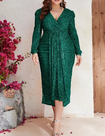 Rochie medie Giffniseti Plus Size, verde Verde