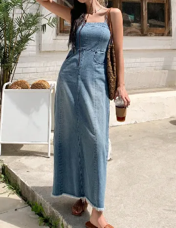 Rochie lunga Dazy, albastru Albastru