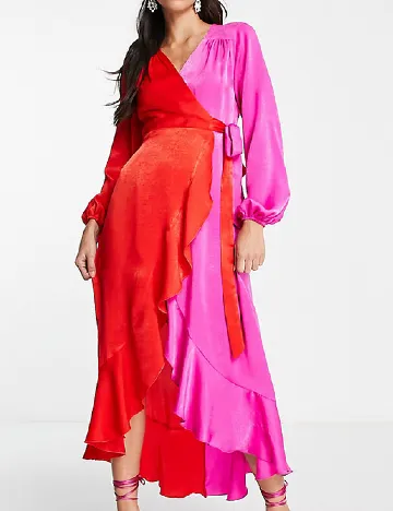 Rochie lunga Flounce London, rosu/roz Rosu