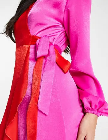 Rochie lunga Flounce London, rosu/roz Rosu