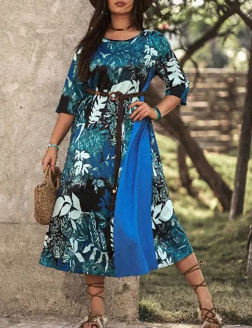 Rochie medie SHEIN CURVE, albastru Albastru