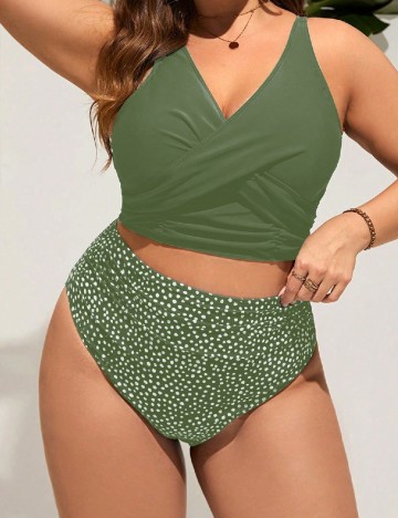 Costum de baie SHEIN CURVE, verde