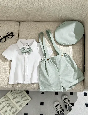 Compleu Shein Kids, verde/alb Verde