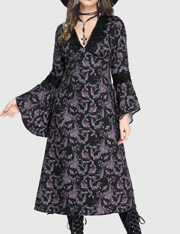 Rochie medie Romwe, floral print Floral print