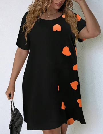 Rochie scurta SHEIN CURVE, negru/portocaliu Negru