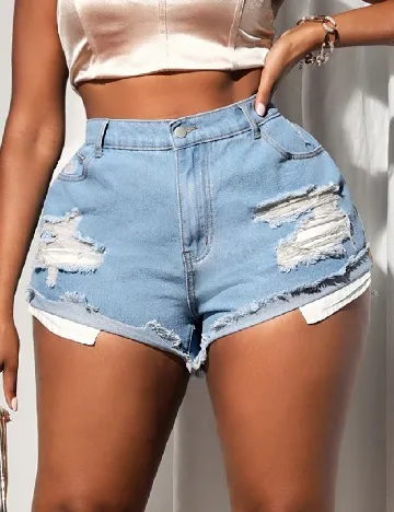 Pantaloni scurti SHEIN CURVE, albastru Albastru