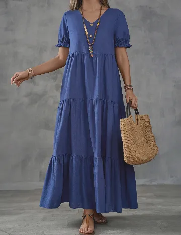 Rochie lunga Emery Rose, albastru Albastru