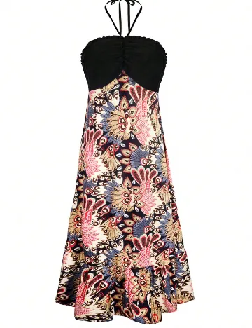 Rochie lunga SHEIN CURVE, floral print Floral print