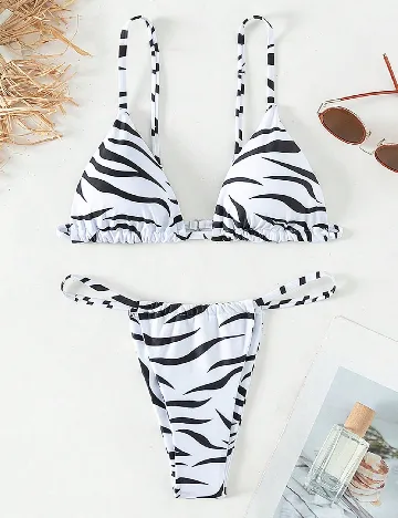 Costum de baie SHEIN, alb/negru