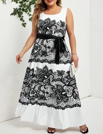 Rochie lunga SHEIN CURVE, alb/negru Alb