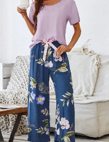 Pijama SHEIN, albastru/mov Albastru