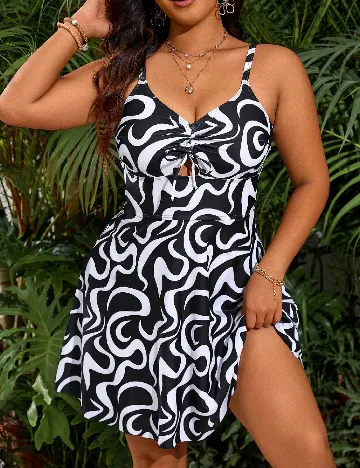 Costum de baie SHEIN CURVE, negru/alb Negru