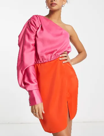 Rochie scurta IN THE STYLE, roz/portocaliu