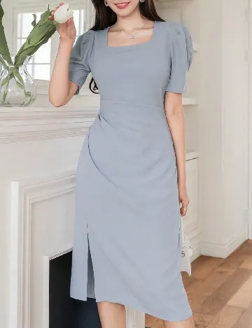Rochie medie Dazy, gri petrol