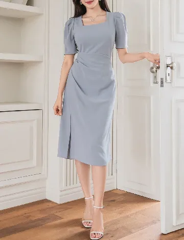 Rochie medie Dazy, gri petrol