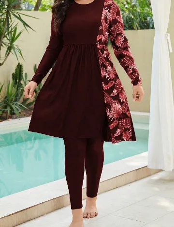 Costum de baie SHEIN CURVE, visiniu Rosu