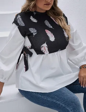 Bluza SHEIN CURVE, alb/negru Alb