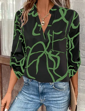 Bluza SHEIN, negru/verde Negru
