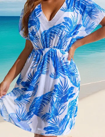 Rochie de plaja SHEIN, alb/albastru Alb